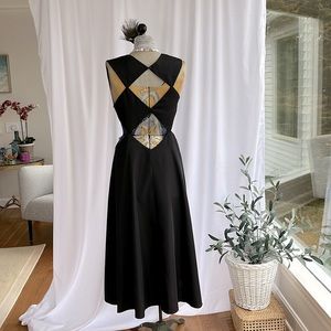 Wiholl Black geometric back and sides full skirt dress SIZE S 6 sleeveless